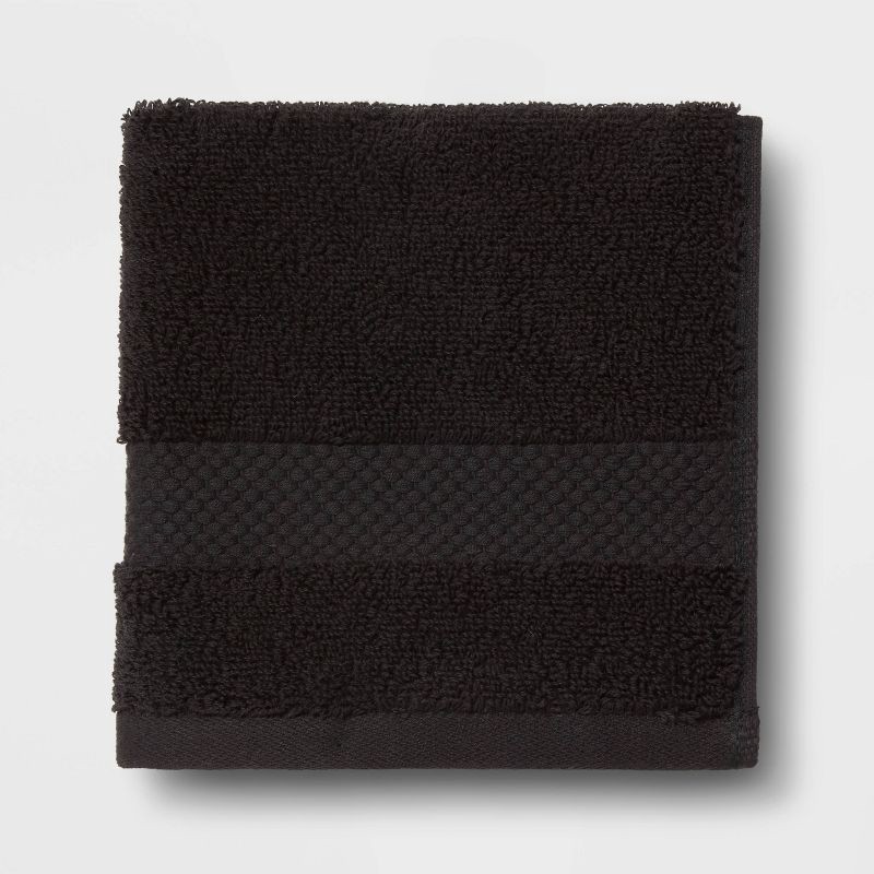 slide 3 of 4, 4pc Performance Plus Washcloths Black - Threshold™: Cotton Terry, Heavyweight 550-800 GSM, Fade-Resistant, 4 ct