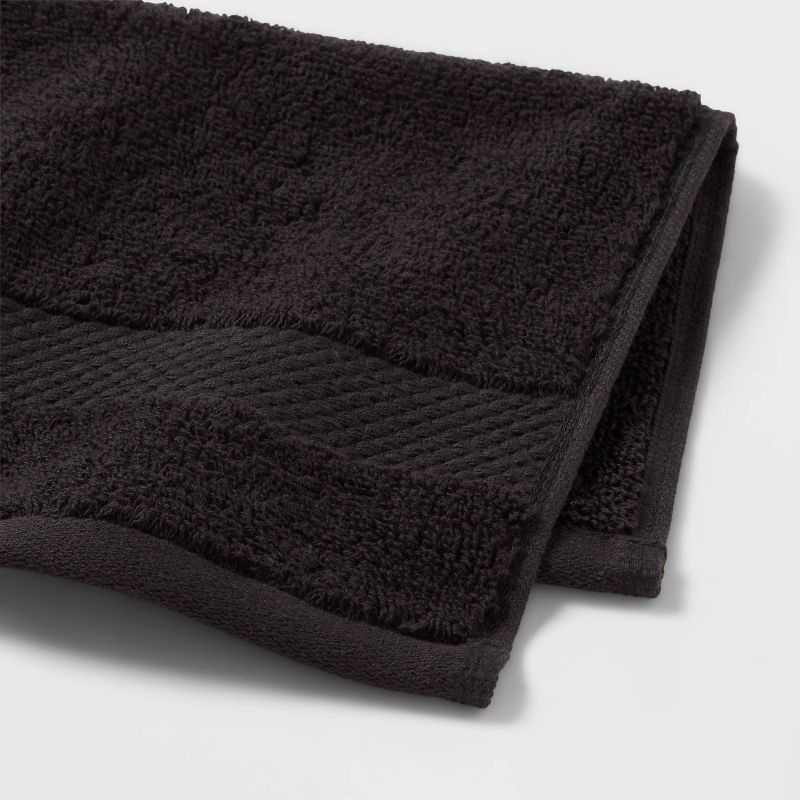 slide 4 of 4, 4pc Performance Plus Washcloths Black - Threshold™: Cotton Terry, Heavyweight 550-800 GSM, Fade-Resistant, 4 ct