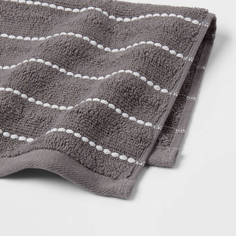 slide 4 of 4, 4pc Performance Plus Washcloths Dark Gray Striped - Threshold™: Cotton Polyester Blend, Fade-Resistant, Heavyweight Terry, 4 ct