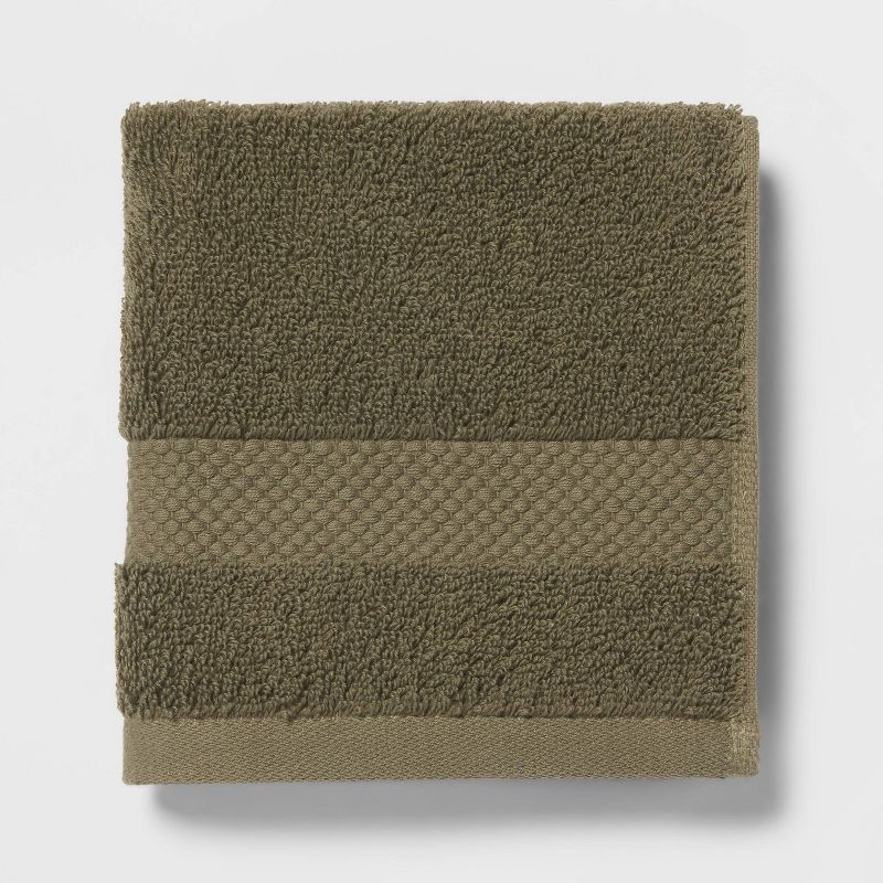 slide 3 of 4, 4pc Performance Plus Washcloths Dark Green - Threshold™: Heavyweight Cotton, Terry, Fade-Resistant, 4 ct