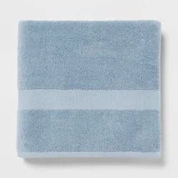 Performance Plus Bath Towel Light Blue - Threshold™: Heavyweight Cotton, Fade-Resistant, OEKO-TEX Certified