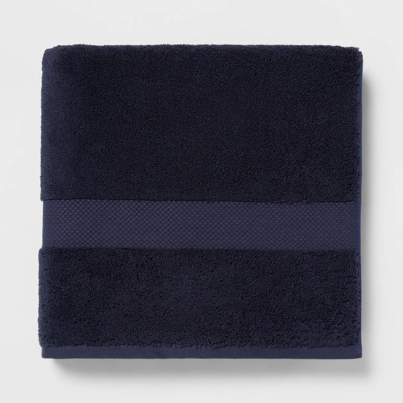 slide 1 of 5, Performance Plus Bath Towel Navy - Threshold™: 100% Cotton, Heavyweight 550-800 GSM, Machine Washable, Fade-Resistant, 1 ct