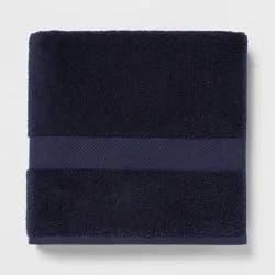 Performance Plus Bath Towel Navy - Threshold™: 100% Cotton, Heavyweight 550-800 GSM, Machine Washable, Fade-Resistant