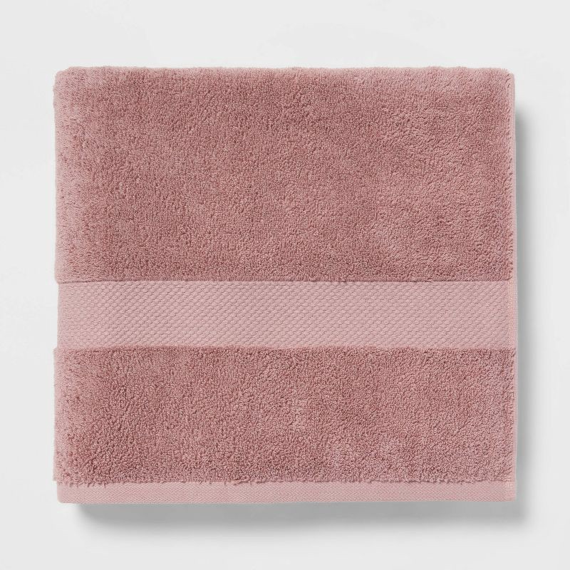 slide 1 of 5, Performance Plus Bath Towel Mauve - Threshold™: Heavyweight Cotton, Fade-Resistant, OEKO-TEX Certified, 1 ct