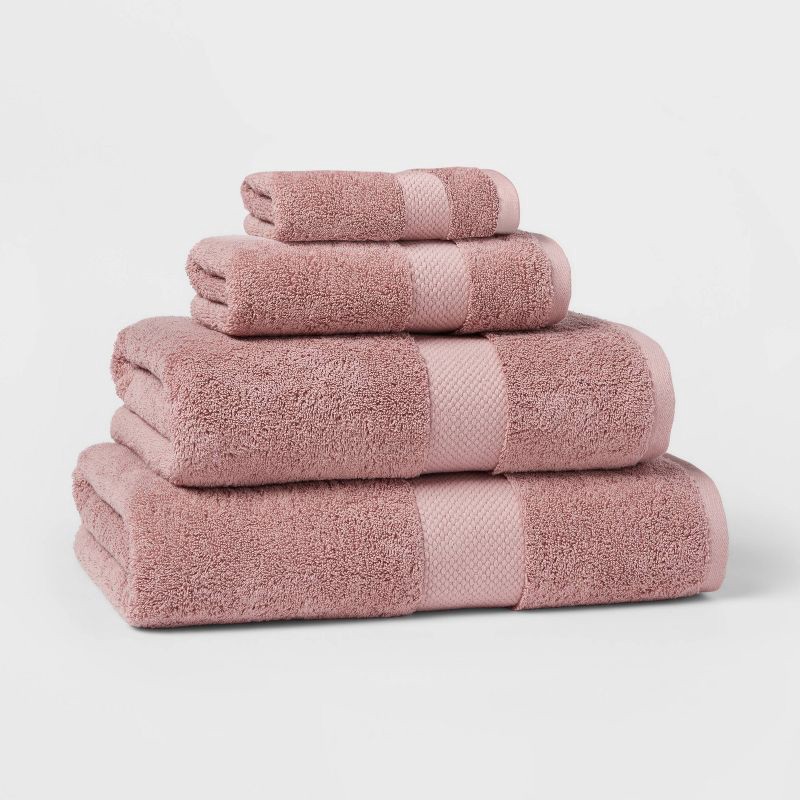 slide 4 of 5, Performance Plus Bath Towel Mauve - Threshold™: Heavyweight Cotton, Fade-Resistant, OEKO-TEX Certified, 1 ct