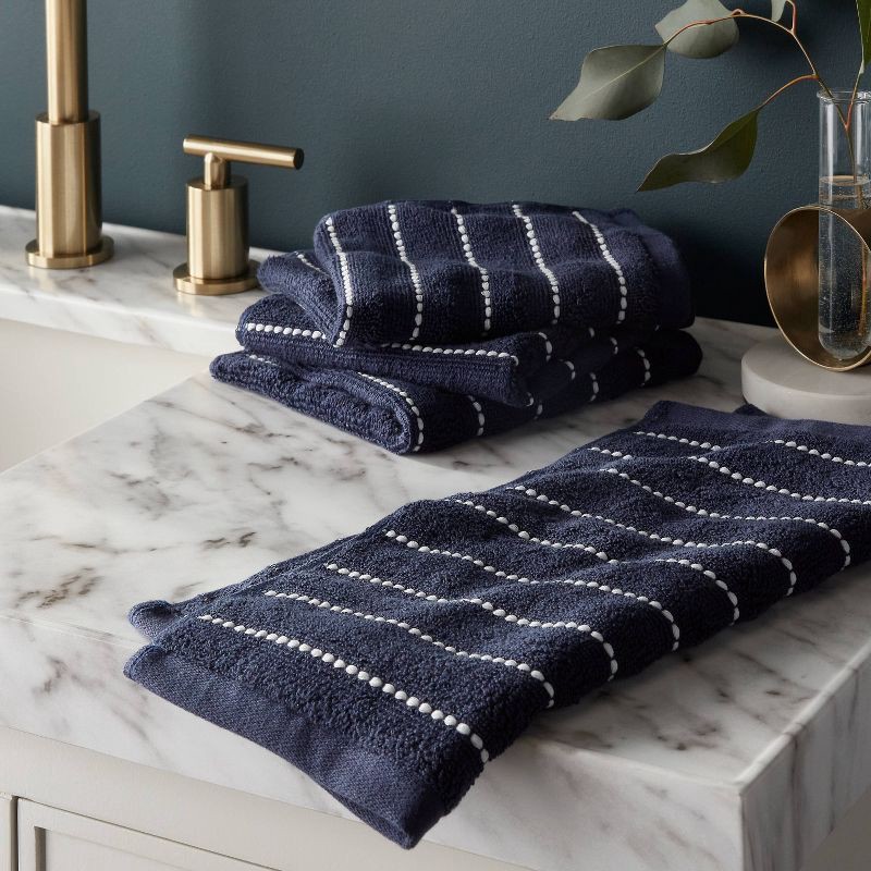 slide 2 of 4, 4pc Performance Plus Washcloths Navy Striped - Threshold™: Heavyweight Terry, Fade-Resistant, 13"x13", 4 ct