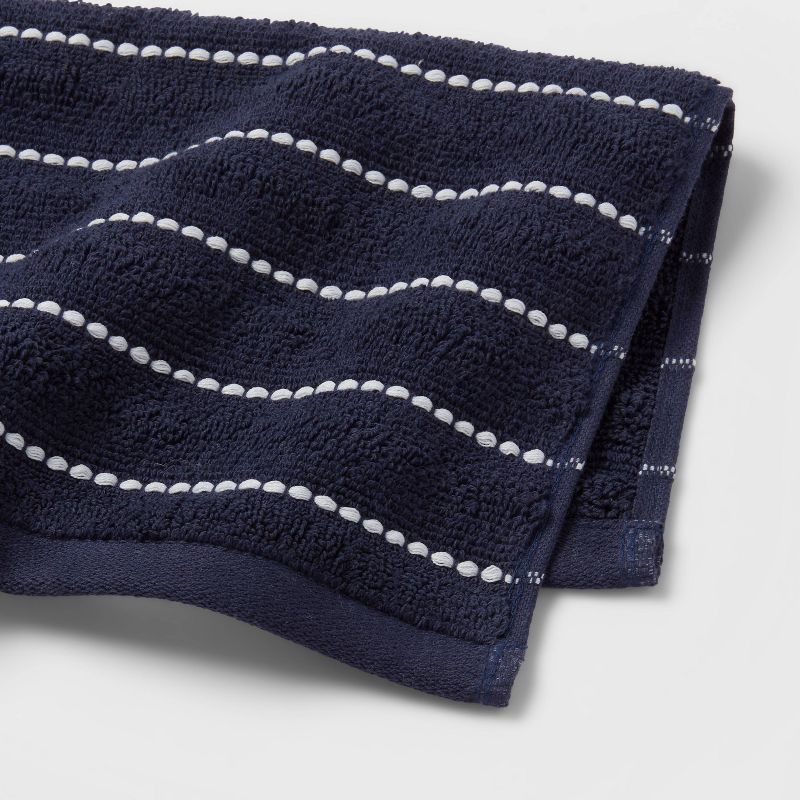 slide 4 of 4, 4pc Performance Plus Washcloths Navy Striped - Threshold™: Heavyweight Terry, Fade-Resistant, 13"x13", 4 ct
