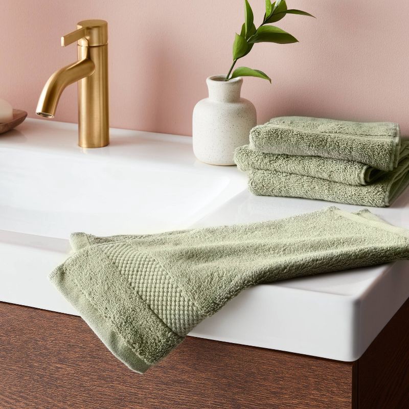 slide 2 of 4, 4pc Performance Plus Washcloths Light Green - Threshold™: Cotton Terry, Fade-Resistant, Machine Washable, 4 ct