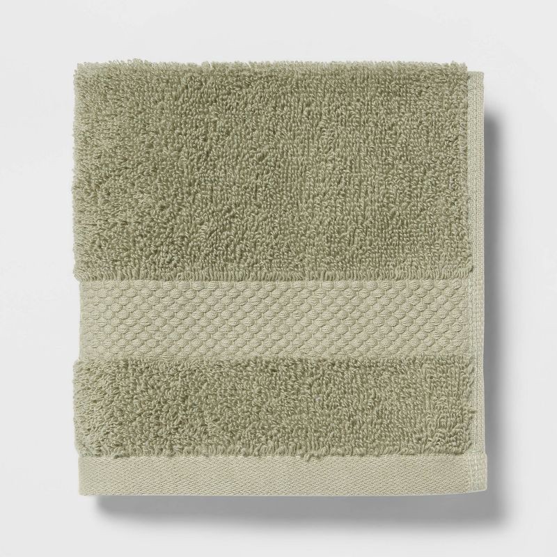 slide 3 of 4, 4pc Performance Plus Washcloths Light Green - Threshold™: Cotton Terry, Fade-Resistant, Machine Washable, 4 ct