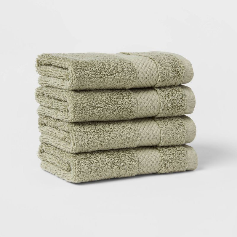 slide 1 of 4, 4pc Performance Plus Washcloths Light Green - Threshold™: Cotton Terry, Fade-Resistant, Machine Washable, 4 ct