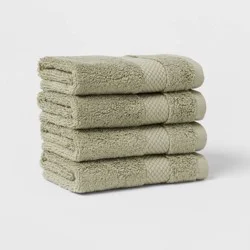4pc Performance Plus Washcloths Light Green - Threshold™: Cotton Terry, Fade-Resistant, Machine Washable