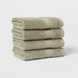 4pc Performance Plus Washcloths Light Green - Threshold™: Cotton Terry, Fade-Resistant, Machine Washable