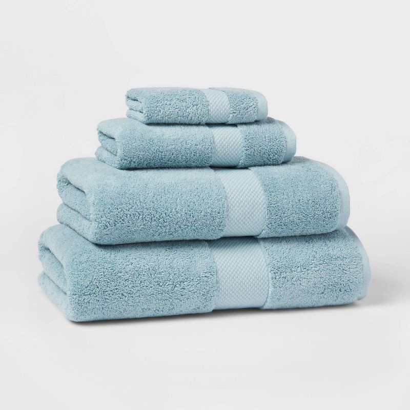 slide 4 of 5, Performance Plus Bath Towel Aqua - Threshold™: Heavyweight Cotton, Fade-Resistant, OEKO-TEX Certified, 1 ct