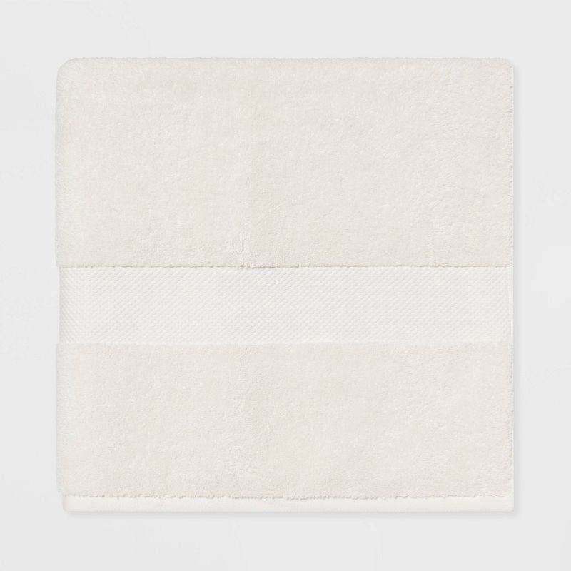 slide 1 of 5, Performance Plus Oversized Bath Towel Cream - Threshold™: 100% Cotton, Heavyweight 550-800 GSM, Fade-Resistant, 1 ct