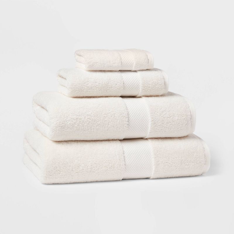 slide 4 of 5, Performance Plus Oversized Bath Towel Cream - Threshold™: 100% Cotton, Heavyweight 550-800 GSM, Fade-Resistant, 1 ct