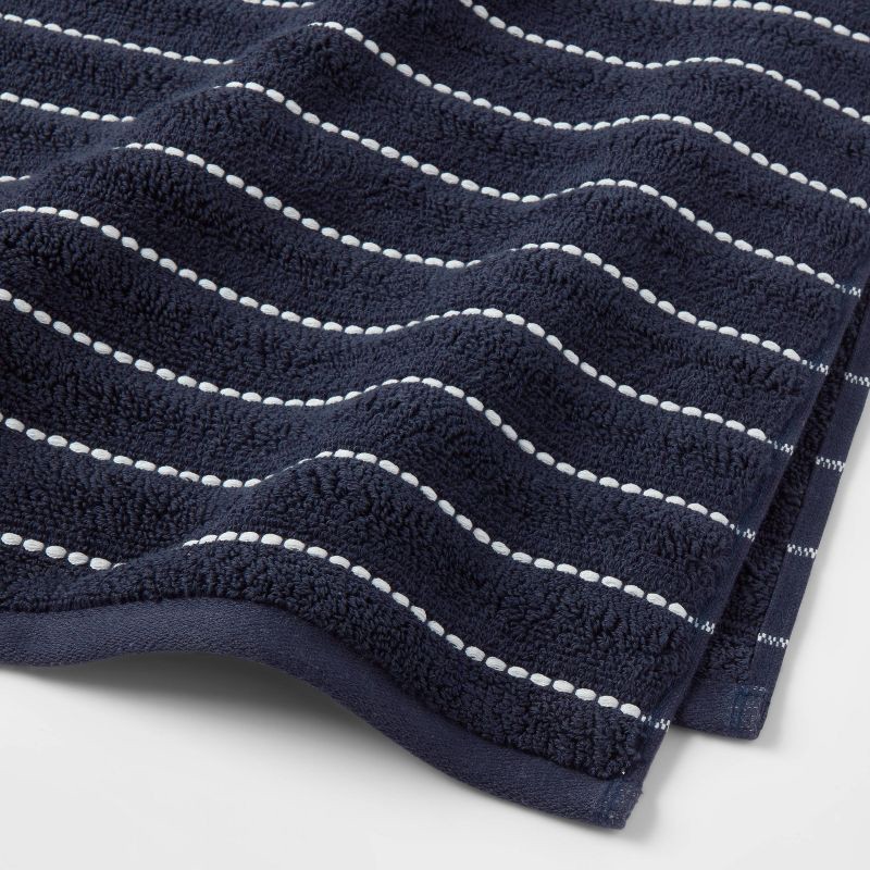 slide 3 of 5, Performance Plus Bath Towel Navy Striped - Threshold™: Heavyweight Cotton Blend, Fade-Resistant, Quick-Dry, 1 ct