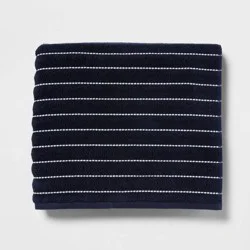 Performance Plus Bath Towel Navy Striped - Threshold™: Heavyweight Cotton Blend, Fade-Resistant, Quick-Dry