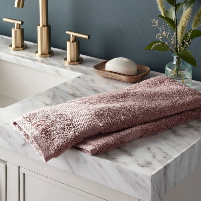 slide 2 of 5, Performance Plus Hand Towel Mauve - Threshold™: 100% Cotton, Terry Fabric, Fade-Resistant, OEKO-TEX Certified, 1 ct