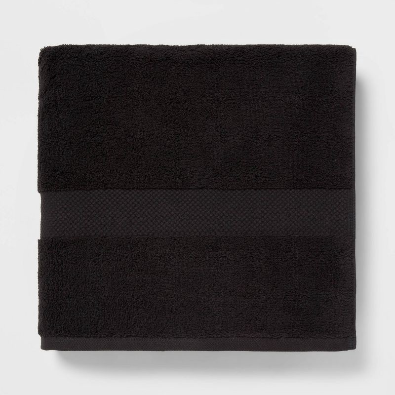 slide 1 of 5, Performance Plus Bath Towel Black - Threshold™: Heavyweight Cotton, Fade-Resistant, OEKO-TEX Certified, 1 ct