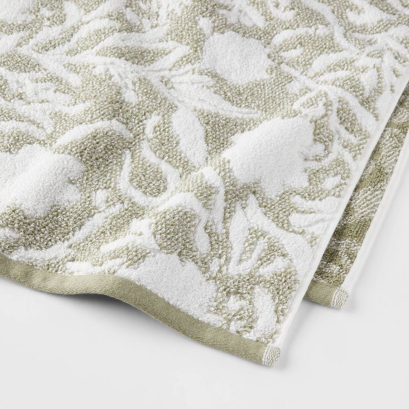 slide 3 of 5, Performance Plus Bath Towel Light Green Floral - Threshold™: Heavyweight Cotton, Jacquard Terry, OEKO-TEX Certified, 1 ct