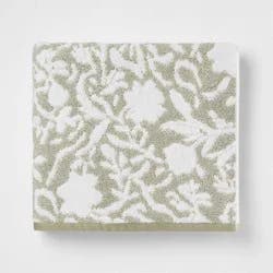 Performance Plus Bath Towel Light Green Floral - Threshold™: Heavyweight Cotton, Jacquard Terry, OEKO-TEX Certified