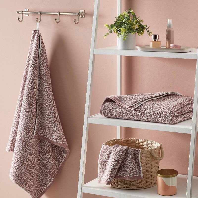 slide 2 of 5, Performance Plus Bath Towel Mauve Geo - Threshold™: Heavyweight Cotton, Jacquard Terry, Fade-Resistant, 1 ct