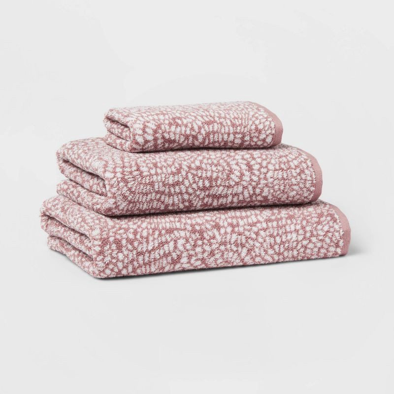 slide 4 of 5, Performance Plus Bath Towel Mauve Geo - Threshold™: Heavyweight Cotton, Jacquard Terry, Fade-Resistant, 1 ct