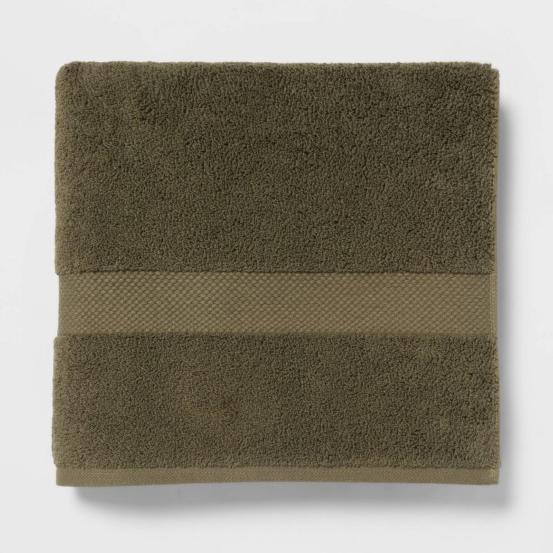 slide 1 of 5, Performance Plus Bath Towel Dark Green - Threshold™: Heavyweight Cotton, Fade-Resistant, OEKO-TEX Certified, 1 ct