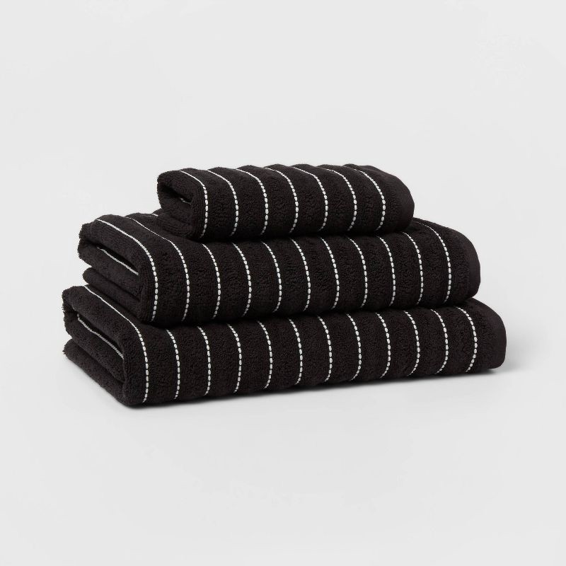 slide 4 of 5, Performance Plus Hand Towel Black Striped - Threshold™, 1 ct