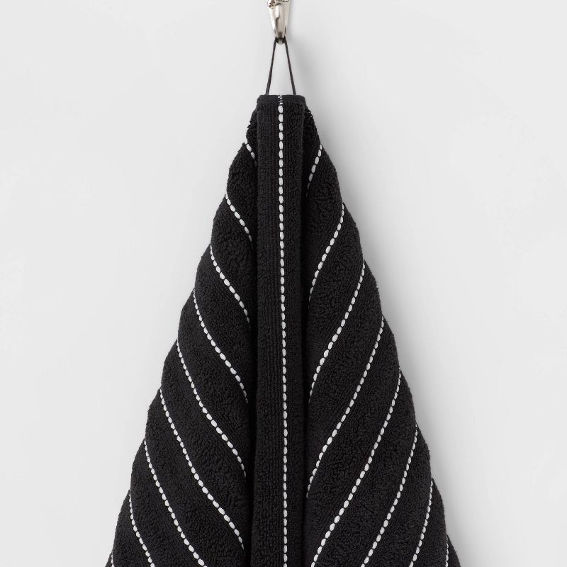 slide 5 of 5, Performance Plus Hand Towel Black Striped - Threshold™, 1 ct