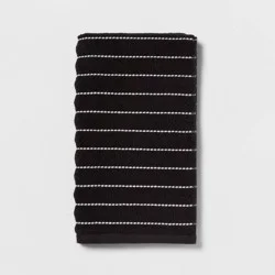 Performance Plus Hand Towel Black Striped - Threshold™: Heavyweight Cotton, Fade-Resistant, 28"x16", Terry Stripe Design
