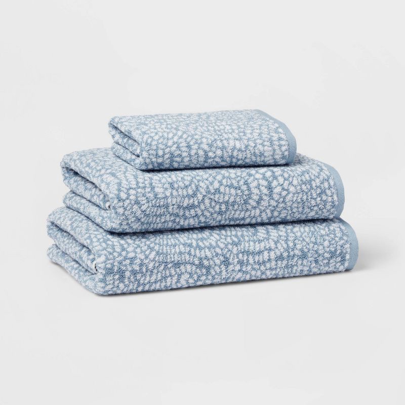 slide 4 of 5, Performance Plus Hand Towel Light Blue Geo - Threshold™: Cotton Jacquard, Fade-Resistant, 550 GSM, 1 ct