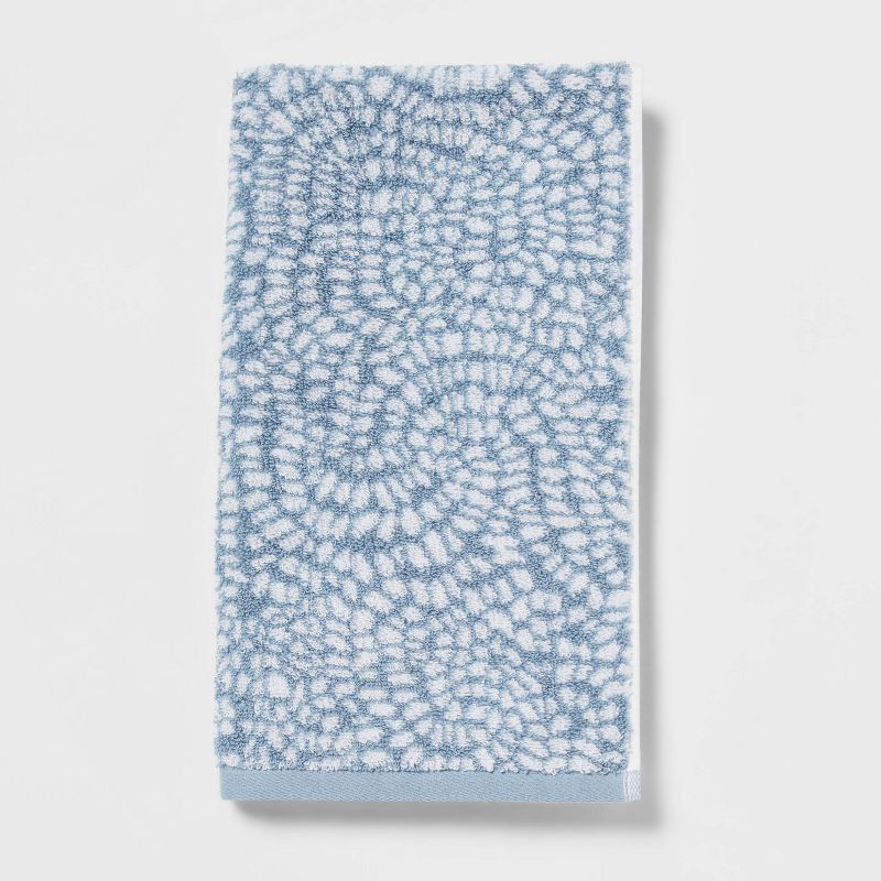 slide 1 of 5, Performance Plus Hand Towel Light Blue Geo - Threshold™: Cotton Jacquard, Fade-Resistant, 550 GSM, 1 ct
