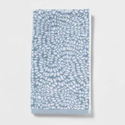 Performance Plus Hand Towel Light Blue Geo - Threshold™: Cotton Jacquard, Fade-Resistant, 550 GSM