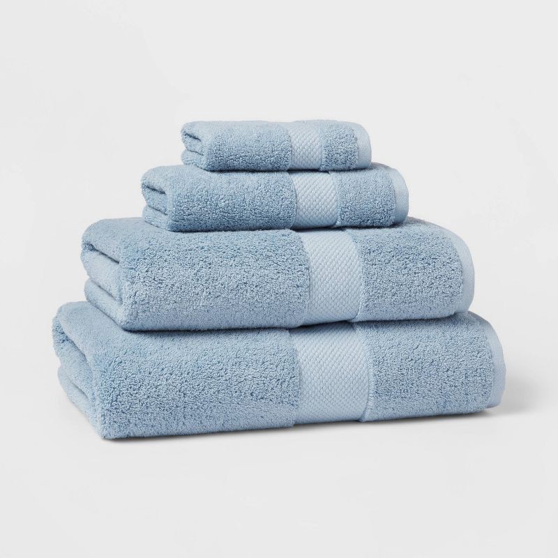 slide 4 of 5, Performance Plus Oversized Bath Towel Light Blue - Threshold™: 100% Cotton, Heavyweight 550-800 GSM, Fade-Resistant, 1 ct