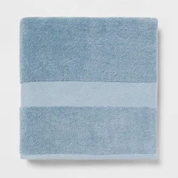 Performance Plus Oversized Bath Towel Light Blue - Threshold™: 100% Cotton, Heavyweight 550-800 GSM, Fade-Resistant
