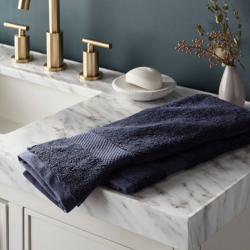 slide 2 of 5, Performance Plus Hand Towel Navy - Threshold™: 100% Cotton, Fade-Resistant, Terry Construction, Machine Washable, 1 ct