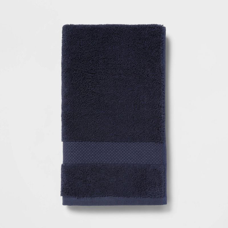 slide 1 of 5, Performance Plus Hand Towel Navy - Threshold™: 100% Cotton, Fade-Resistant, Terry Construction, Machine Washable, 1 ct