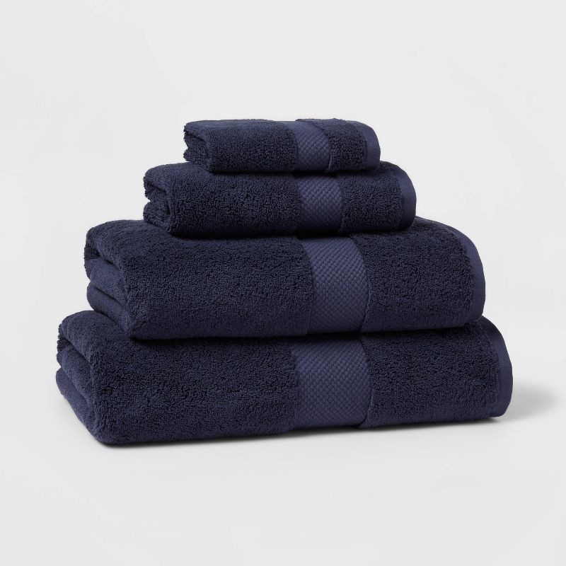 slide 4 of 5, Performance Plus Hand Towel Navy - Threshold™: 100% Cotton, Fade-Resistant, Terry Construction, Machine Washable, 1 ct