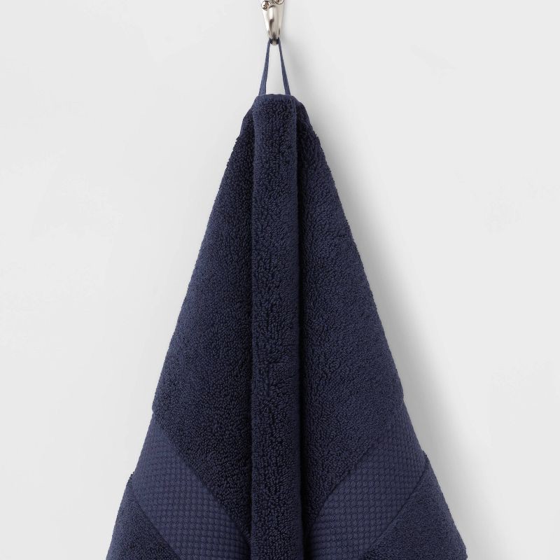 slide 5 of 5, Performance Plus Hand Towel Navy - Threshold™: 100% Cotton, Fade-Resistant, Terry Construction, Machine Washable, 1 ct