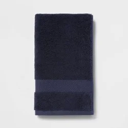Performance Plus Hand Towel Navy - Threshold™: 100% Cotton, Fade-Resistant, Terry Construction, Machine Washable
