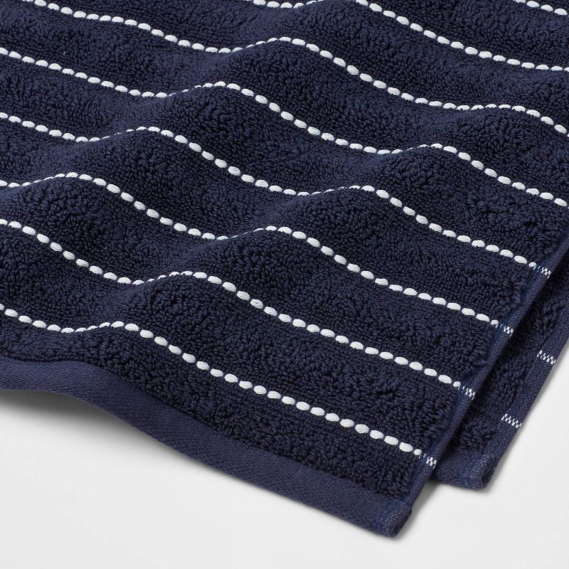 slide 3 of 5, Performance Plus Hand Towel Navy Striped - Threshold™: Heavyweight, Soft, Fade-Resistant, Terry Cotton, 28"x16", 1 ct