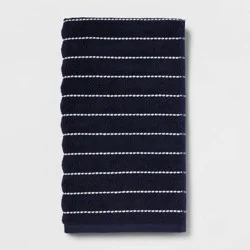Performance Plus Hand Towel Navy Striped - Threshold™: Heavyweight, Soft, Fade-Resistant, Terry Cotton, 28"x16"