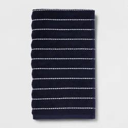 Performance Plus Hand Towel Navy Striped - Threshold™: Heavyweight, Soft, Fade-Resistant, Terry Cotton, 28"x16"