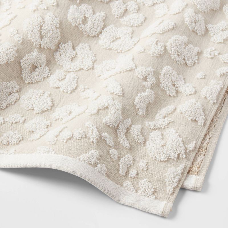 slide 3 of 5, Performance Plus Oversized Bath Towel Cream Leopard - Threshold™: Heavyweight Cotton, Jacquard Terry, Fade-Resistant, 1 ct