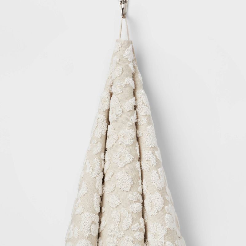 slide 5 of 5, Performance Plus Oversized Bath Towel Cream Leopard - Threshold™: Heavyweight Cotton, Jacquard Terry, Fade-Resistant, 1 ct