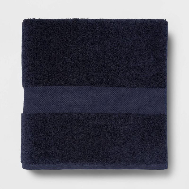 slide 1 of 5, Performance Plus Oversized Bath Towel Navy - Threshold™: 100% Cotton, Heavyweight 550-800 GSM, Machine Washable, 1 ct