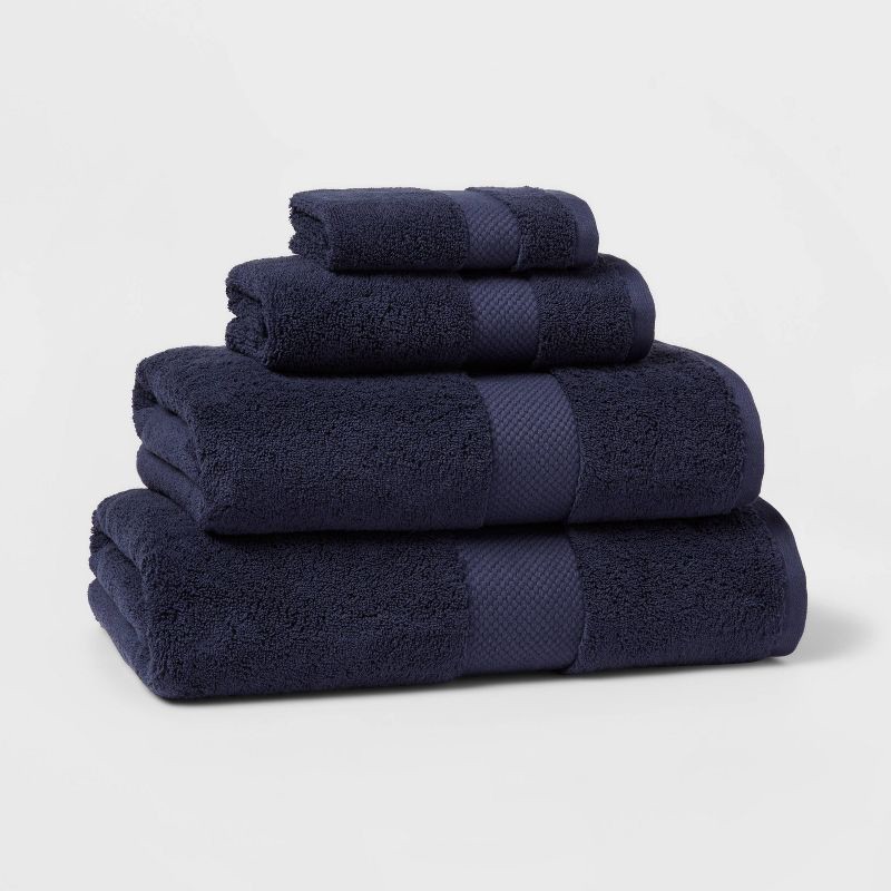 slide 4 of 5, Performance Plus Oversized Bath Towel Navy - Threshold™: 100% Cotton, Heavyweight 550-800 GSM, Machine Washable, 1 ct