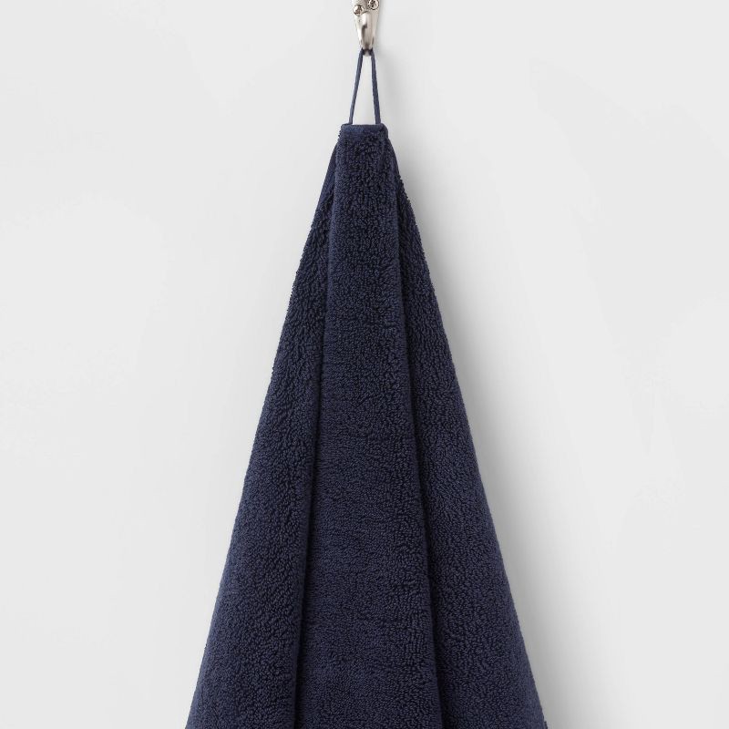 slide 5 of 5, Performance Plus Oversized Bath Towel Navy - Threshold™: 100% Cotton, Heavyweight 550-800 GSM, Machine Washable, 1 ct