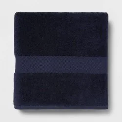 Performance Plus Oversized Bath Towel Navy - Threshold™: 100% Cotton, Heavyweight 550-800 GSM, Machine Washable